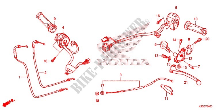 LEVIER DE GUIDON   CABLE   COMMODO pour Honda CB 300 F ABS de 2015