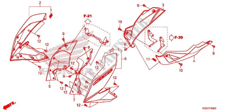 OUIES DE RADIATEUR   SABOT pour Honda CB 300 F ABS de 2015