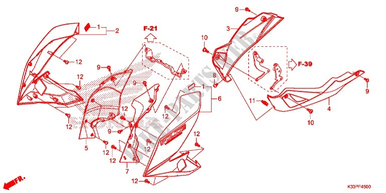 OUIES DE RADIATEUR   SABOT pour Honda CB 300 POLICE ABS 3DK de 2015