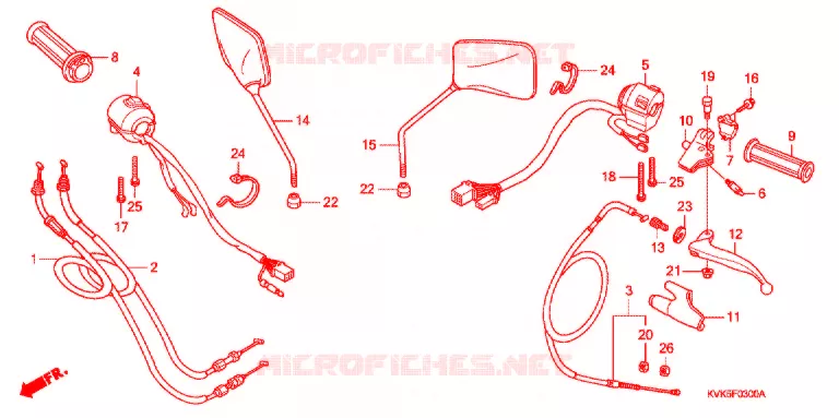 LEVIER DE GUIDON - CABLE - COMMODO Honda MOTO 300 CB 2009  CB300RA