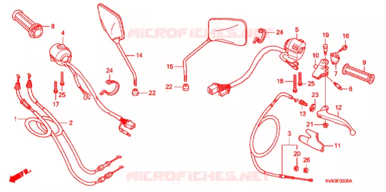 LEVIER DE GUIDON - CABLE - COMMODO Honda MOTO 300 CB 2011  CB300RAB