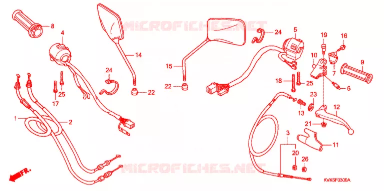 LEVIER DE GUIDON - CABLE - COMMODO Honda MOTO 300 CB 2012  CB300RAC