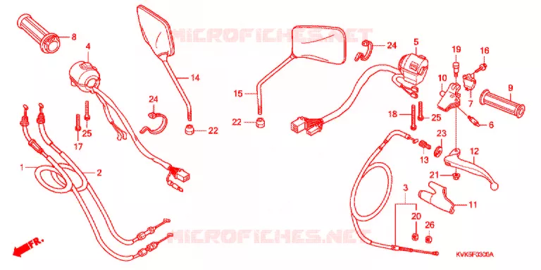 LEVIER DE GUIDON - CABLE - COMMODO Honda MOTO 300 CBR 2011  CB300RB