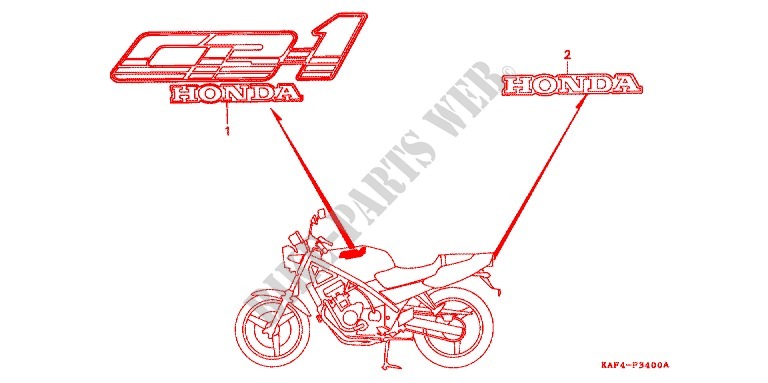 AUTOCOLLANTS pour Honda CB 400 F CB1 de 1989