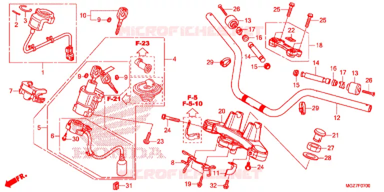 GUIDON - TE DE FOURCHE Honda MOTO 400 CB 2021  WH400