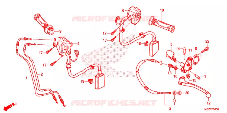 LEVIER DE GUIDON - CABLE - COMMODO Honda MOTO 400 CB 2019  WH400