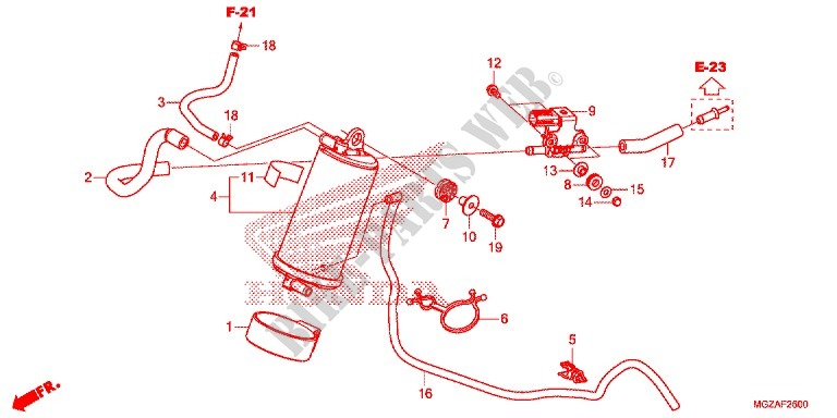 SYSTÈME DE RECYCLAGE DES GAZ pour Honda CB 500 F WHITE de 2013