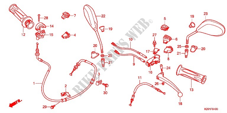 LEVIER DE GUIDON   CABLE   COMMODO pour Honda SH MODE 125 de 2014
