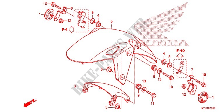 GARDE BOUE AVANT (CBR125RW'11/R'12/RS'12/RT'12) pour Honda CBR 125 BLACK de 2012