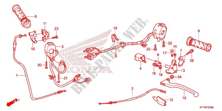 LEVIER DE GUIDON   CABLE   COMMODO pour Honda CBR 125 BLACK de 2014