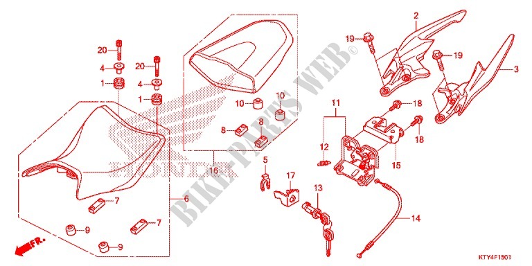 SELLE (CBR125RW'11/R'12/RS'12/RT'12) pour Honda CBR 125 REPSOL de 2012