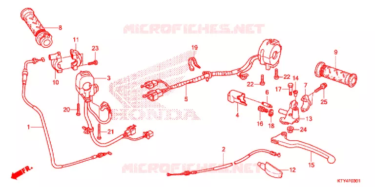 LEVIER DE GUIDON - CABLE - COMMODO (CBR125RW'11/R'12/RS'12/RT'12) Honda MOTO 125 CBR 2012  CBR125RTC