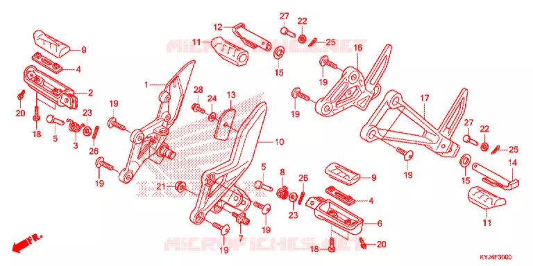 REPOSE PIED Honda MOTO 250 CBR 2012  CBR250RAC_A
