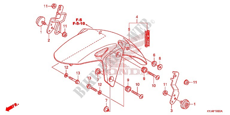 GARDE BOUE AVANT pour Honda CBR 250 R ABS RED de 2012