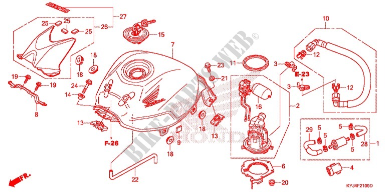 RESERVOIR A CARBURANT pour Honda CBR 250 R ABS de 2013