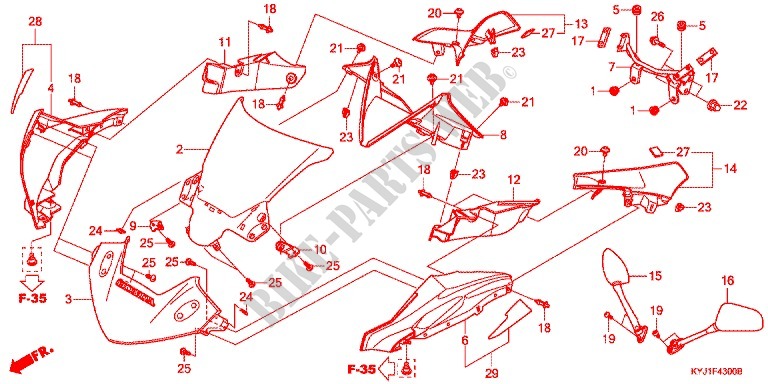 TETE DE FOURCHE pour Honda CBR 250 R de 2011