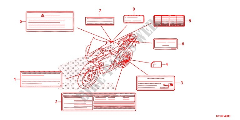 ETIQUETTE DE PRECAUTIONS pour Honda CBR 250 R RED de 2011