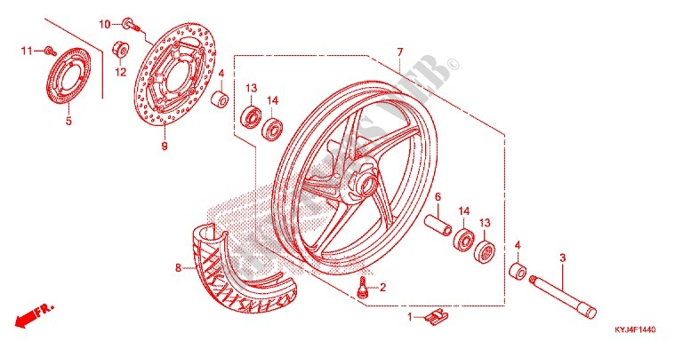 ROUE AVANT pour Honda CBR 250 R RED de 2011