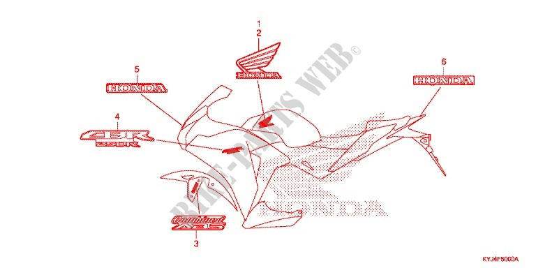 T (AC,CM,2AC,2CM) pour Honda CBR 250 R RED de 2011