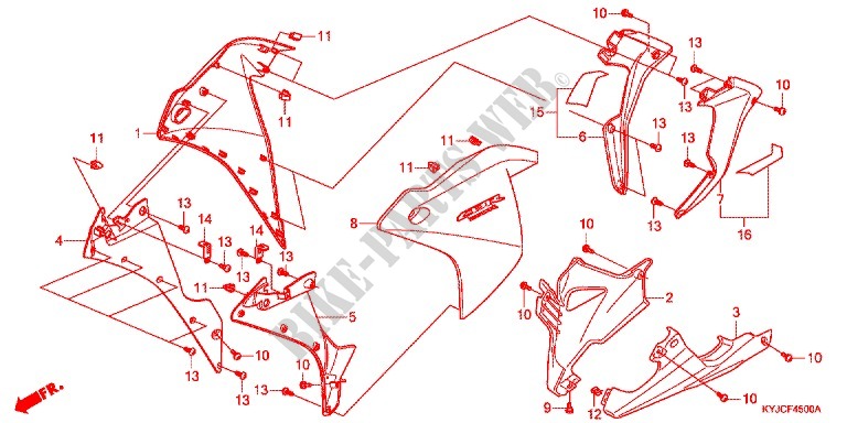 CARENAGES LATERAUX AVANT   SABOT pour Honda CBR 250 R AZUL de 2012
