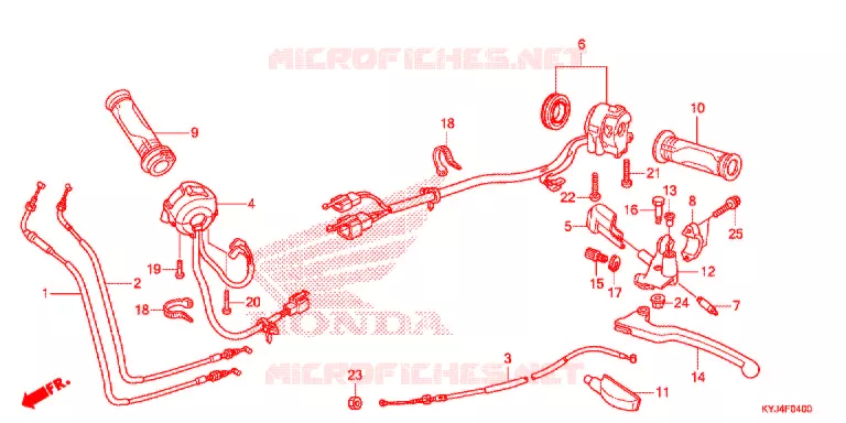 LEVIER DE GUIDON - CABLE - COMMODO Honda MOTO 250 CBR 2012  CBR250RC_A