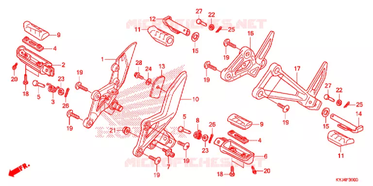 REPOSE PIED Honda MOTO 250 CBR 2012  CBR250RC_A