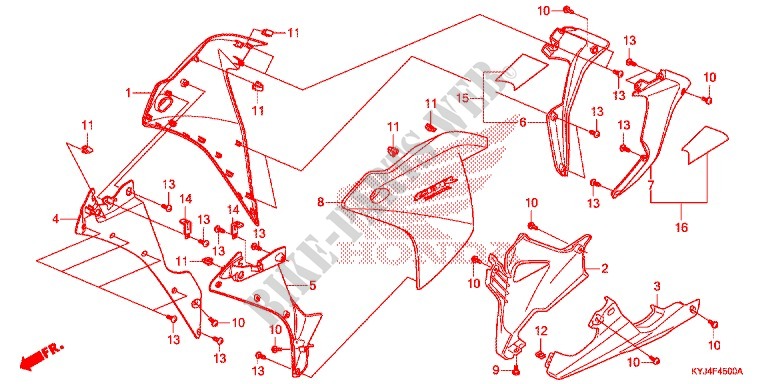 CARENAGES LATERAUX AVANT   SABOT pour Honda CBR 250 R TRICOLOR de 2012