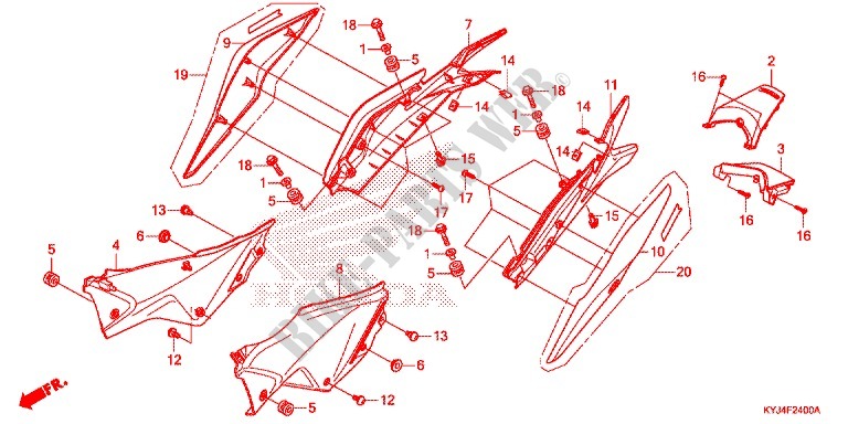 COUVERCLES LATERAUX   ARRIERES pour Honda CBR 250 R de 2013