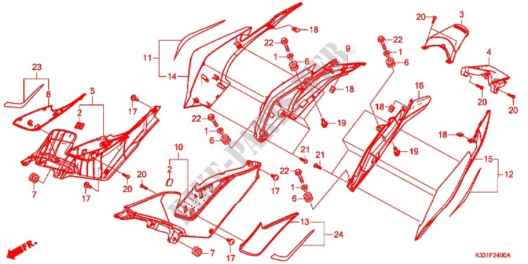 COUVERCLES LATERAUX   ARRIERES pour Honda CBR 250 R de 2017
