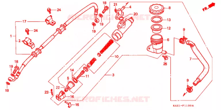 MAITRE-CYLINDRE DE FREIN ARRIERE Honda MOTO 250 CBR 1994  CBR250RRR_II