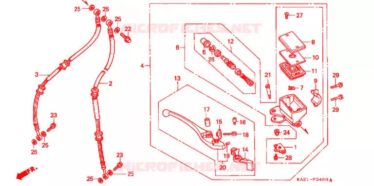 MAITRE CYLINDRE DE FREIN AVANT Honda MOTO 250 CBR 1995  CBR250RRR_II