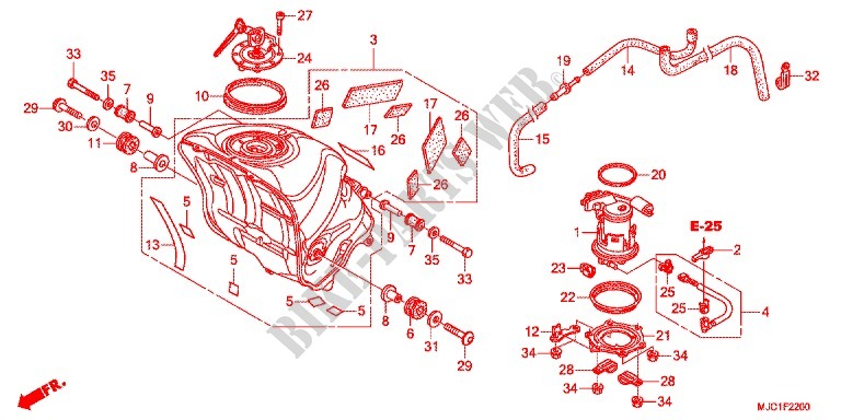 RESERVOIR A CARBURANT   POMPE A ESSENCE pour Honda CBR 600 RR HRC TRICOLOR de 2013