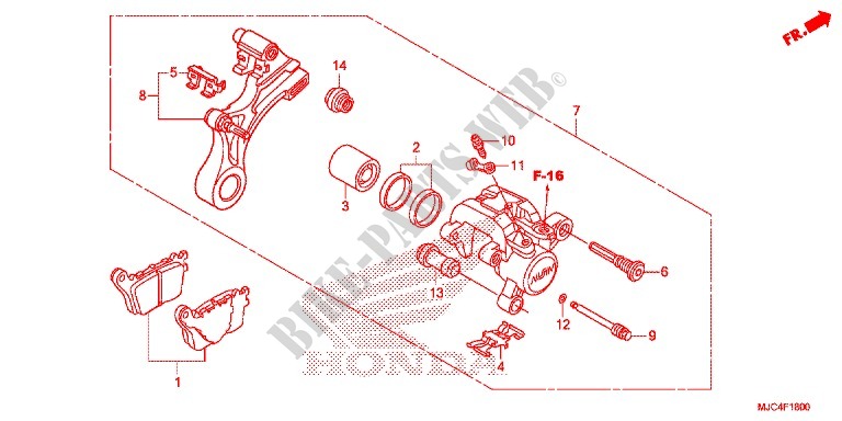 ETRIER DE FREIN ARRIERE (CBR600RR) pour Honda CBR 600 RR RED de 2013