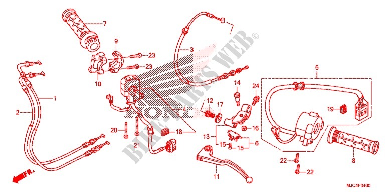 LEVIER DE GUIDON   CABLE   COMMODO pour Honda CBR 600 RR RED de 2013