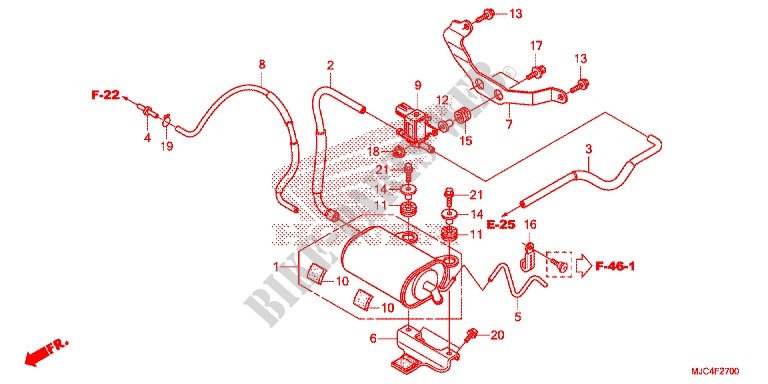 RESERVOIR DE RECYCLAGE DES GAZ (CBR600RR) pour Honda CBR 600 RR RED de 2013