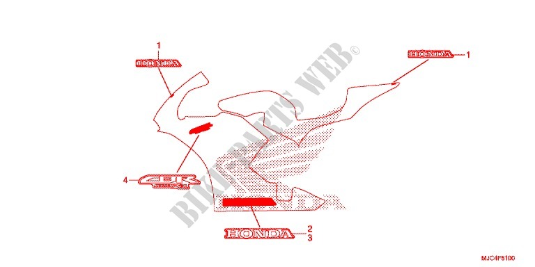 T (1) pour Honda CBR 600 RR RED de 2013
