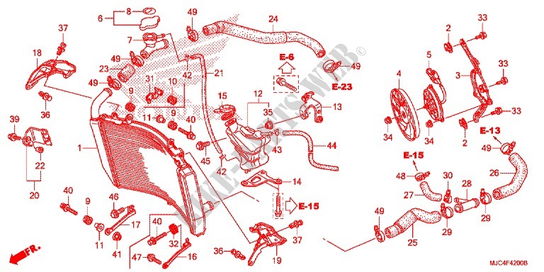 RADIATEUR pour Honda CBR 600 RR BLACK, RED de 2015