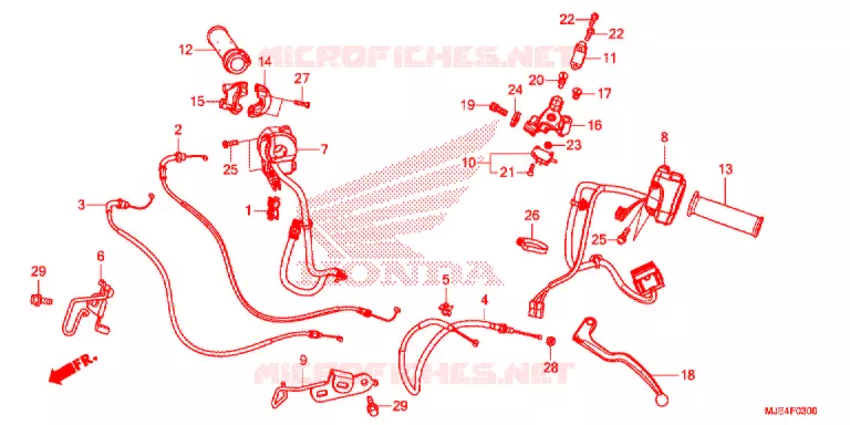 LEVIER DE GUIDON - CABLE - COMMODO Honda MOTO 650 CBR 2016  CBR650FAG