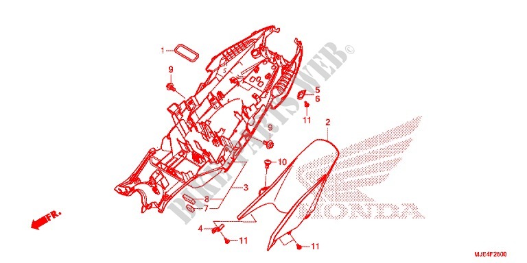 GARDE BOUE ARRIERE pour Honda CBR 650 F de 2015