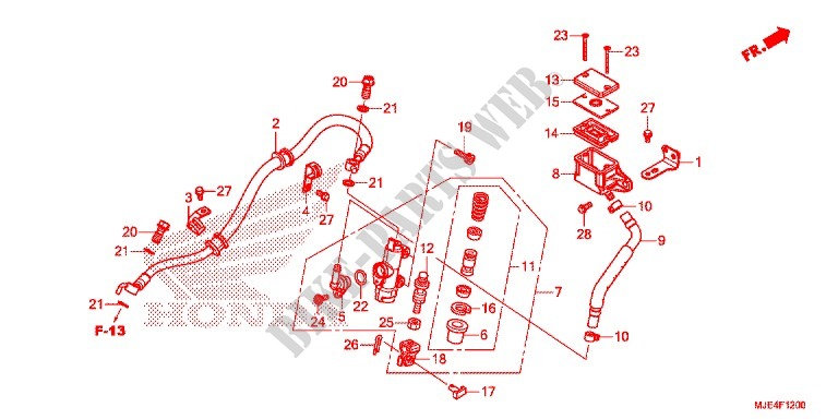 MAITRE CYLINDRE DE FREIN ARRIERE (CBR650F) pour Honda CBR 650 F de 2015