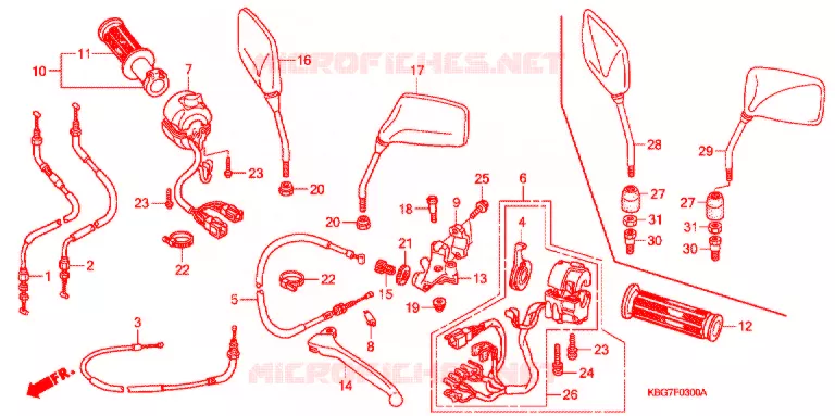 LEVIER DE GUIDON - CABLE - COMMODO Honda MOTO 250 CB 2004  CB250P4