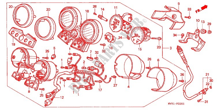 COMPTEUR (F2R/F2S/F2T/F2V) (F3T/F3V) pour Honda CB 400 SUPER FOUR TWO TONES de 1994