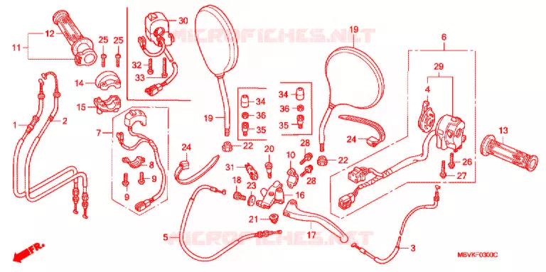 LEVIER DE GUIDON - CABLE - COMMODO Honda MOTO 400 CB 2003  CB400SS2