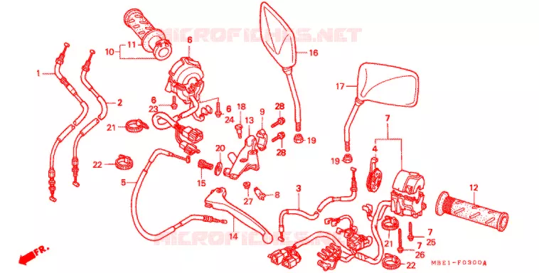 LEVIER DE GUIDON - CABLE - COMMODO Honda MOTO 400 CB 1997  CB400V_II