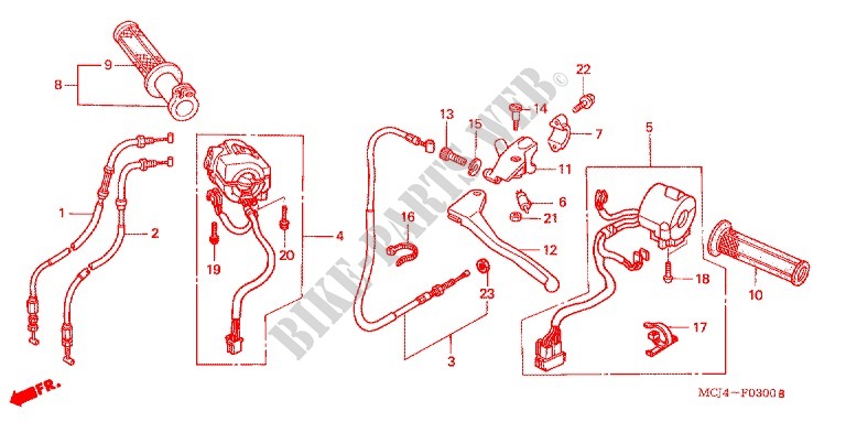 CABLES   COMMODOS   LEVIERS   POIGNEES (CBR900RR'00,'01/RE'01) pour Honda CBR 929 RR de 2001