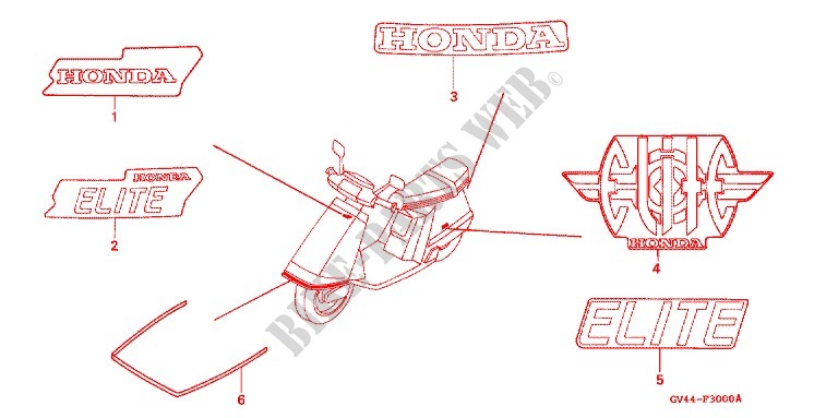 AUTOCOLLANTS pour Honda CH 80 ELITE de 1995