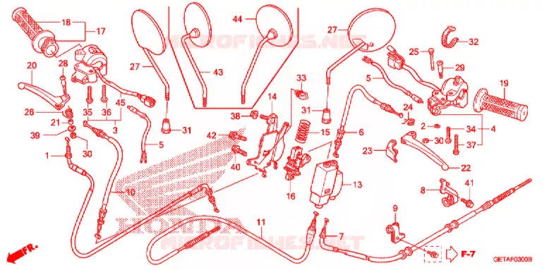LEVIER DE GUIDON - CABLE - COMMODO Honda SCOOTER 50 METRO 2006  CHF50S6_CM