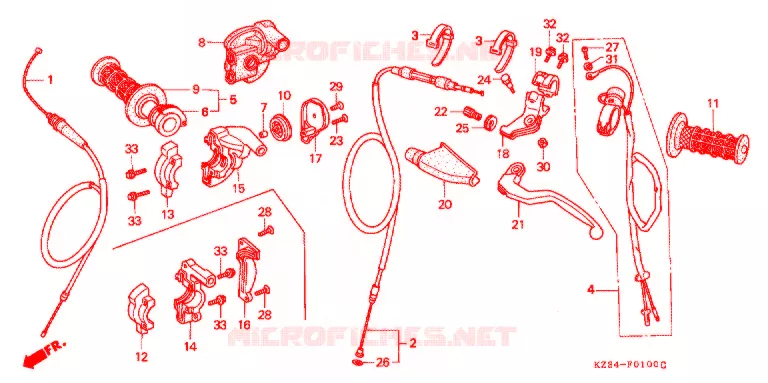 LEVIER DE GUIDON Honda MOTO 250 CR 1990  CR250RL