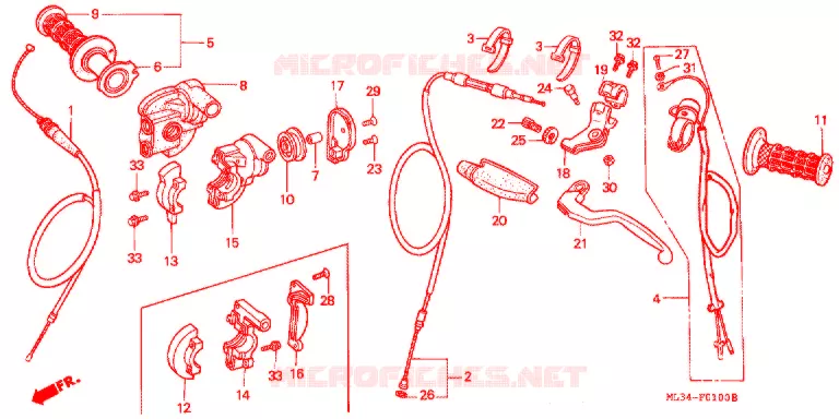 COMMODOS - POIGNEES Honda MOTO 500 CR 1994  CR500RR