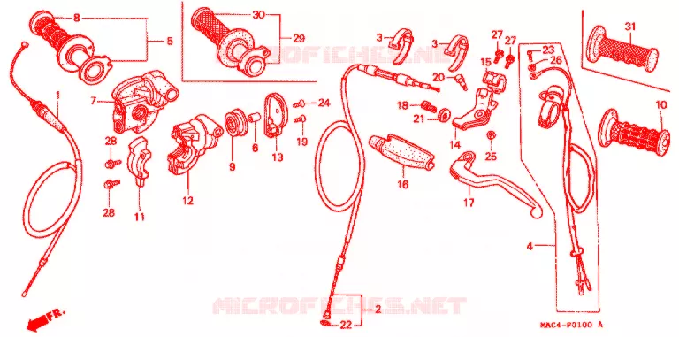 COMMODOS - POIGNEES Honda MOTO 500 CR 1999  CR500RX